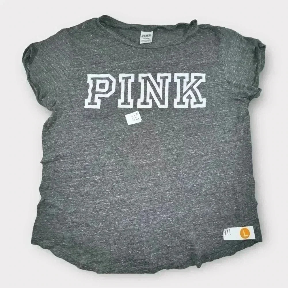 Women's PINK Victoria's Secret Gray T Shirt Large